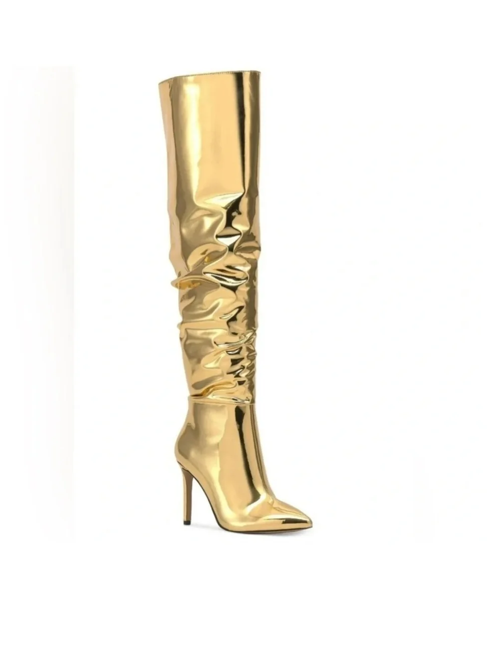INC International Concepts Iyonna Gold Metallic Over-The-Knee Slouch Boots 6.5